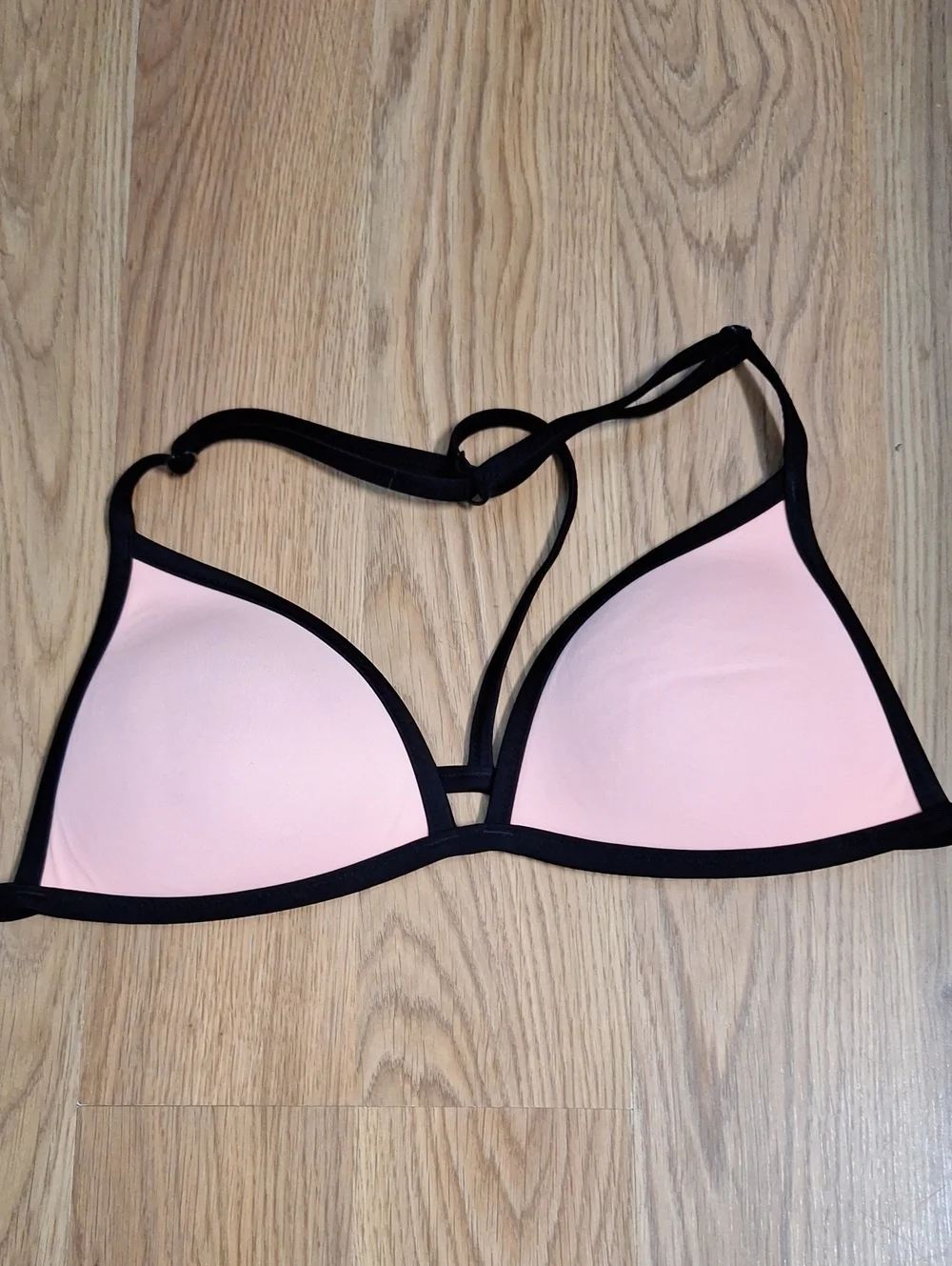 triangl swimwear Pink & Mint Colorblock Bikini Set with Blue Bag